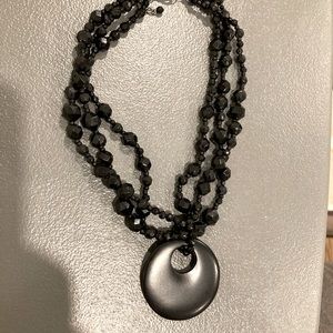 Black beaded necklace, choker-length, O/S. GUC.